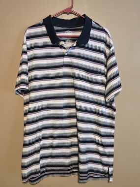 St. John's Bay Navy, White & Pink Striped Polo